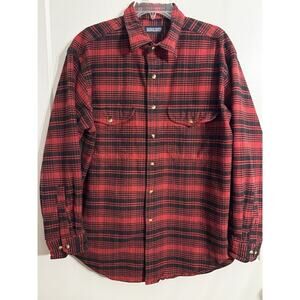 Lands End Mens Flannel Plaid Shirt Sz L Lumberjack Christmas Gorpcore